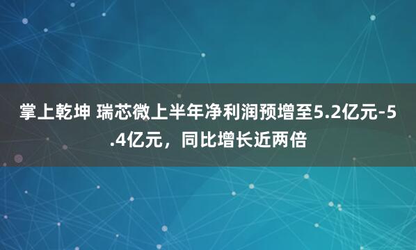 掌上乾坤 瑞芯微上半年净利润预增至5.2亿元-5.4亿元，同比增长近两倍
