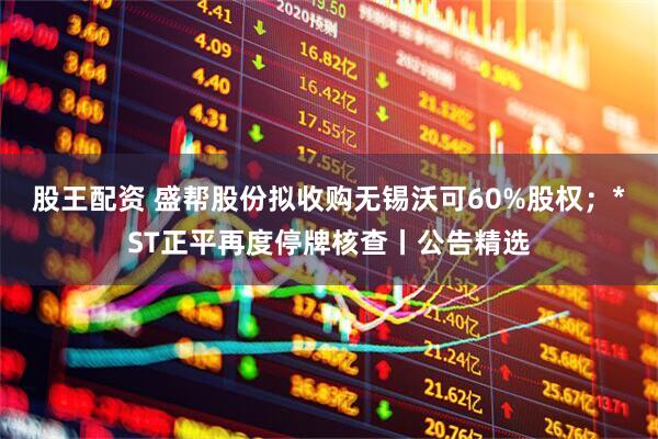 股王配资 盛帮股份拟收购无锡沃可60%股权；*ST正平再度停牌核查丨公告精选